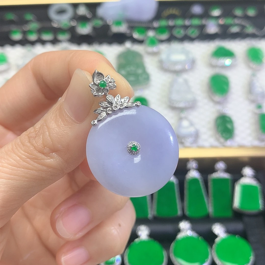 吊坠(不含链)18K金镶嵌翡翠吊坠