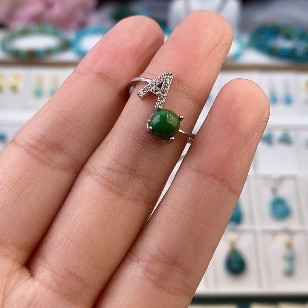 绿松石银S925镶嵌戒指