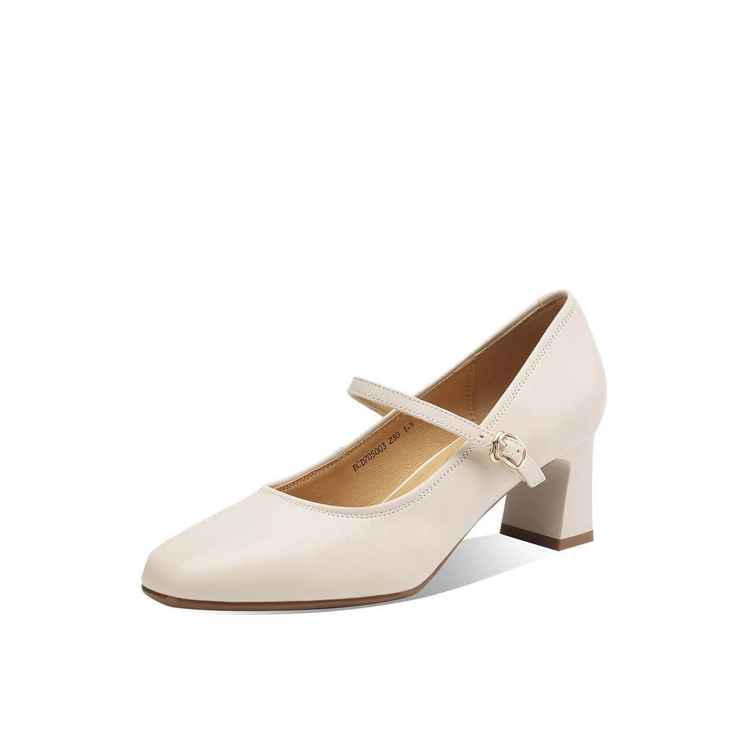 【阿楠anan】圆头夏季粗跟玛丽珍鞋方头高跟气质皮鞋705003