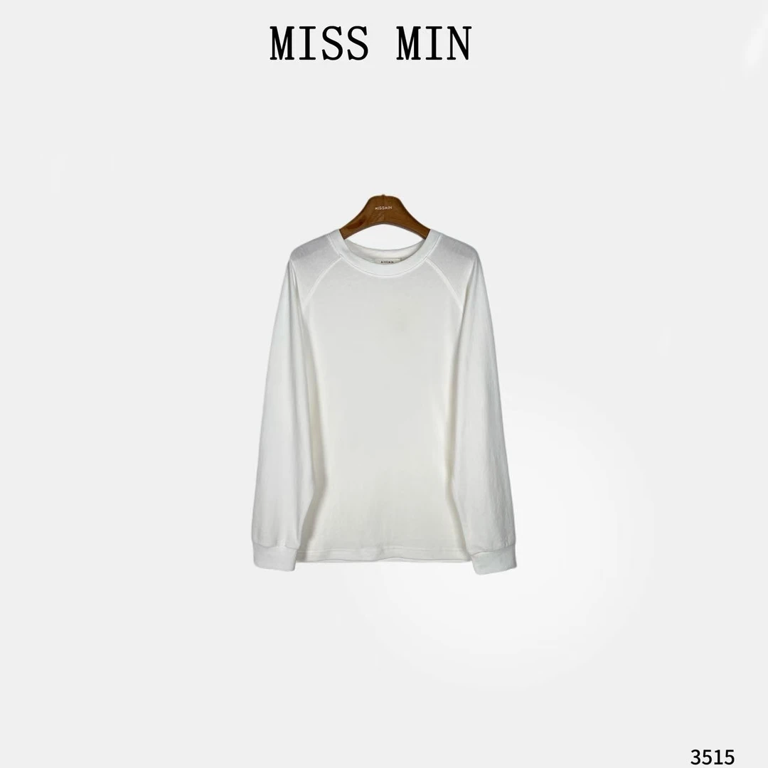 MISS MIN【舒适】高级感插肩袖清冷松弛感女装宽松显瘦百搭T恤3515