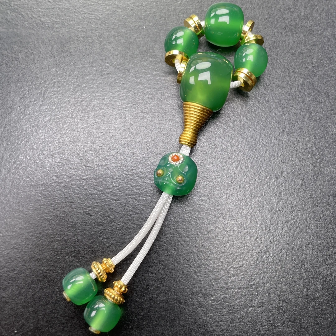 非洲翠玛瑙正阳绿顶珠腰珠三通背云弟子珠搭配6mm以内串串都可以