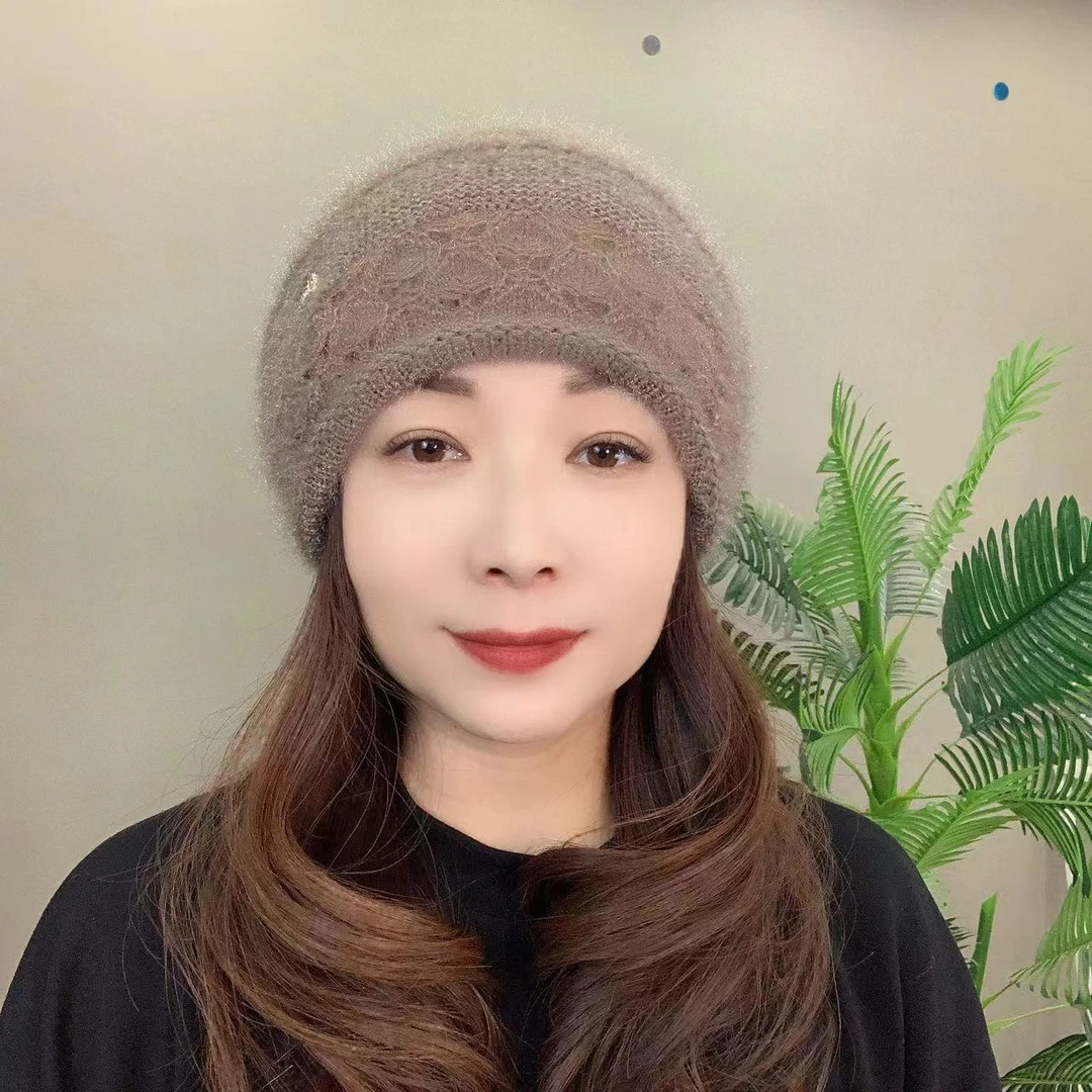 2025新款钩花双层保暖帽B