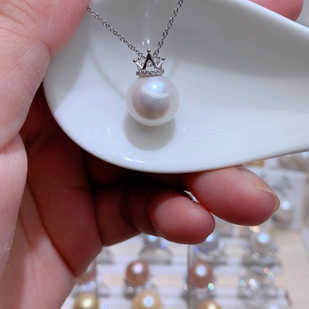 淡水珍珠银S925镶嵌吊坠(赠链)CC12.3m m