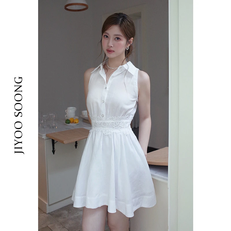 JIYOO SOONG | 【瓷花的呼吸】柔软工艺布翻领连衣裙