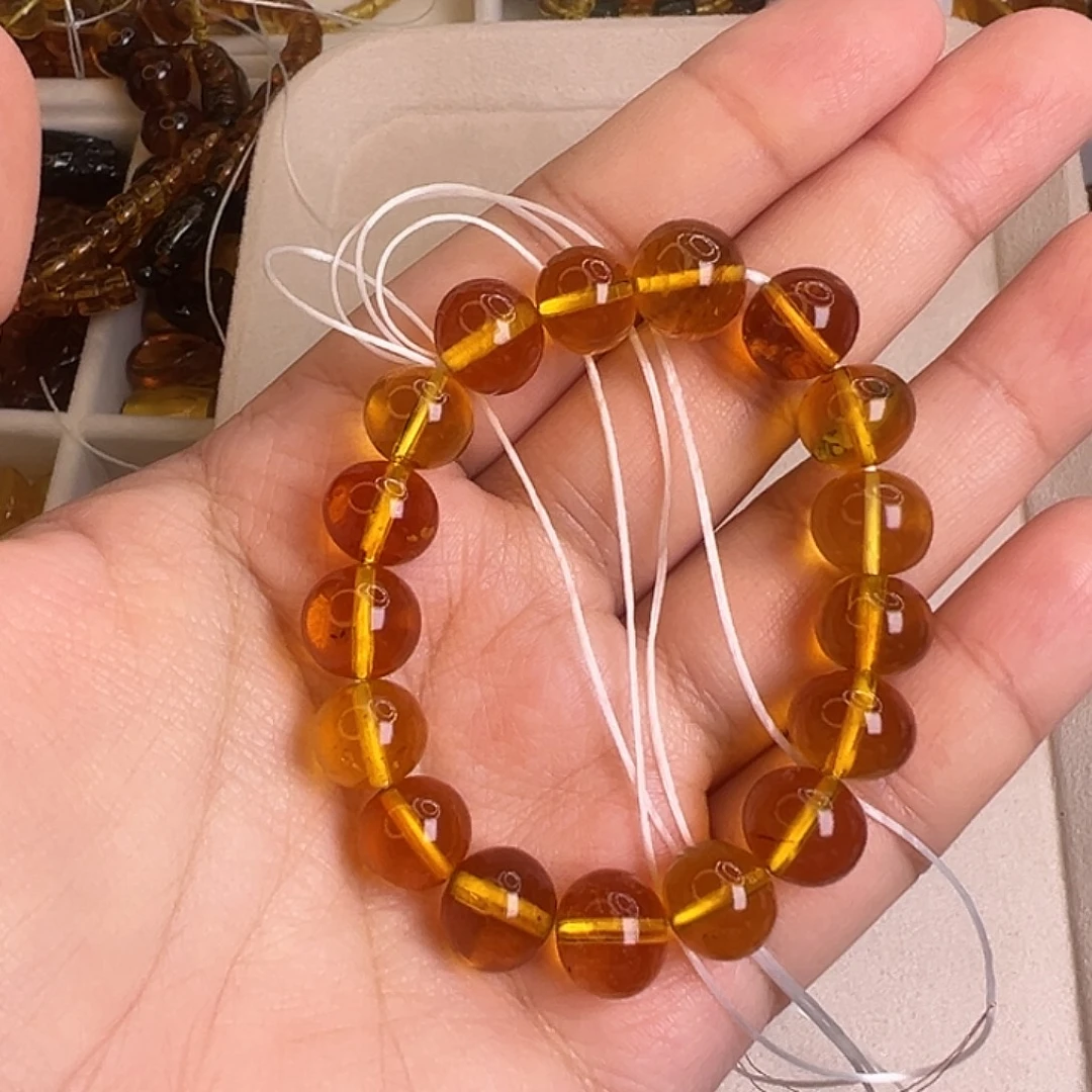 琥珀未镶嵌裸石17颗珠手串