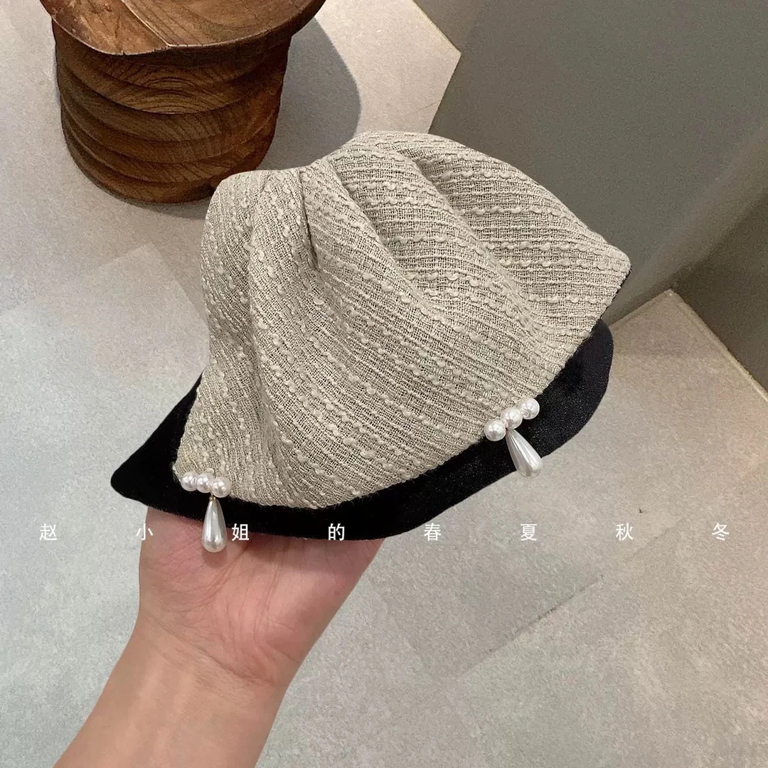 韩国发饰头饰高级感轻奢优雅盘发抓夹小香风珍珠气质百搭马尾顶夹