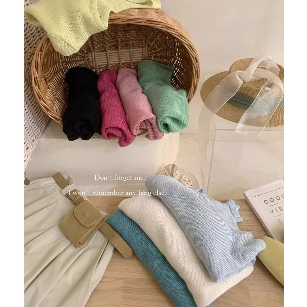 软糯圆领套头针织长袖罩衫女春季薄款内搭高级感洋气宽松上衣女