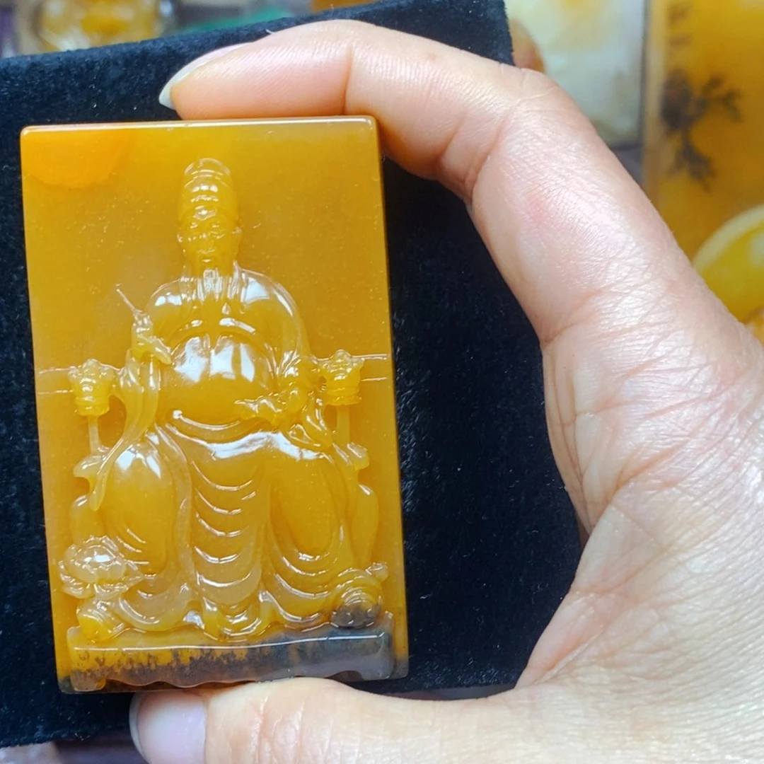 未镶嵌石英质玉（黄龙玉）吊坠(不含链)