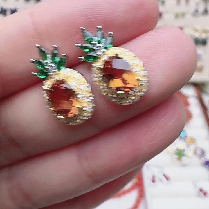 水晶耳饰银S925镶嵌耳钉