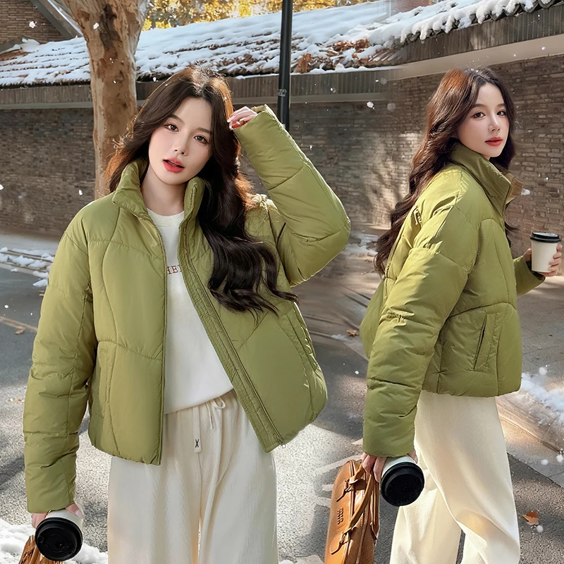 新款2025棉服女短款小个子肯豆风立领百搭保暖棉衣冬季休闲外套