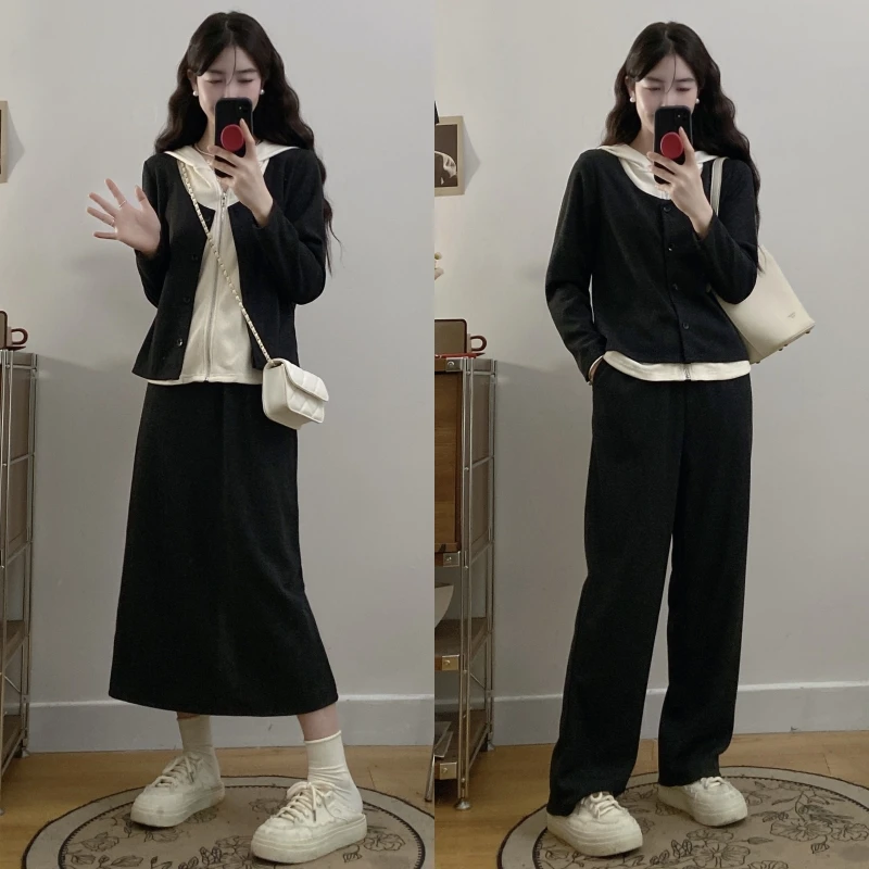 胖MM长袖假两件上衣时尚两件套装6727+6728