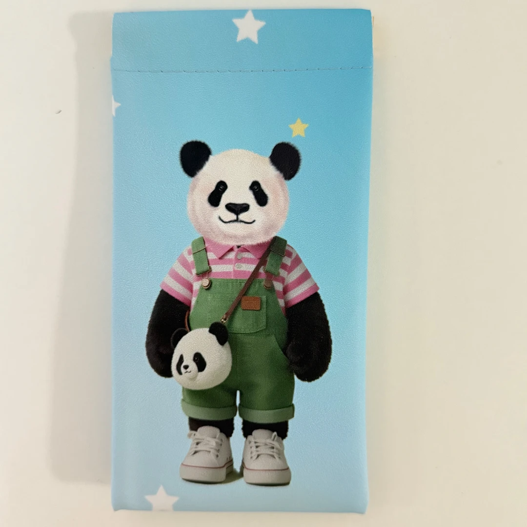 【遇见panda】原创大熊猫萌兰萌大眼镜袋收纳袋自动闭合