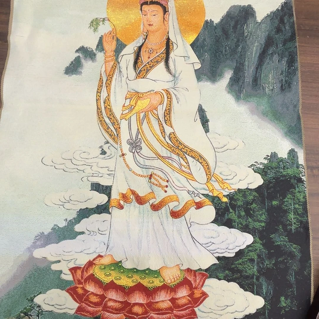 一***念卷轴画丝绢观音123