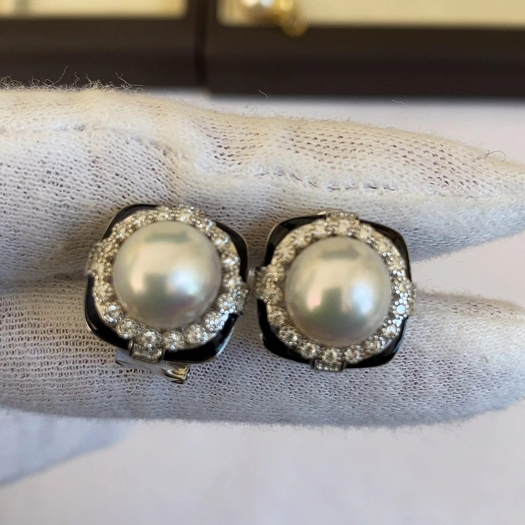 淡水珍珠耳饰银S925镶嵌