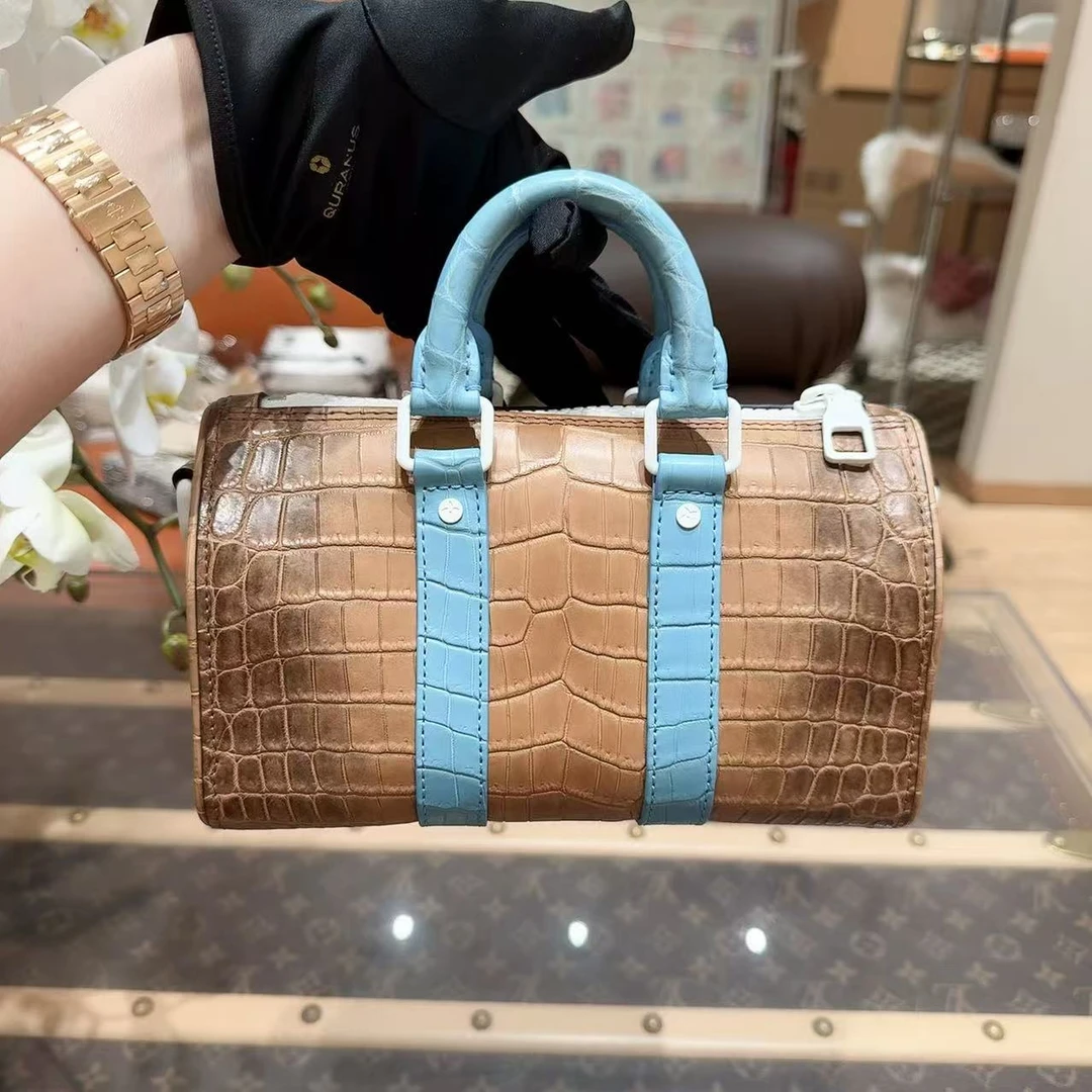全新未使用 LouisVuitton/路易威登 keepall xs沙漠黄拼糖果蓝