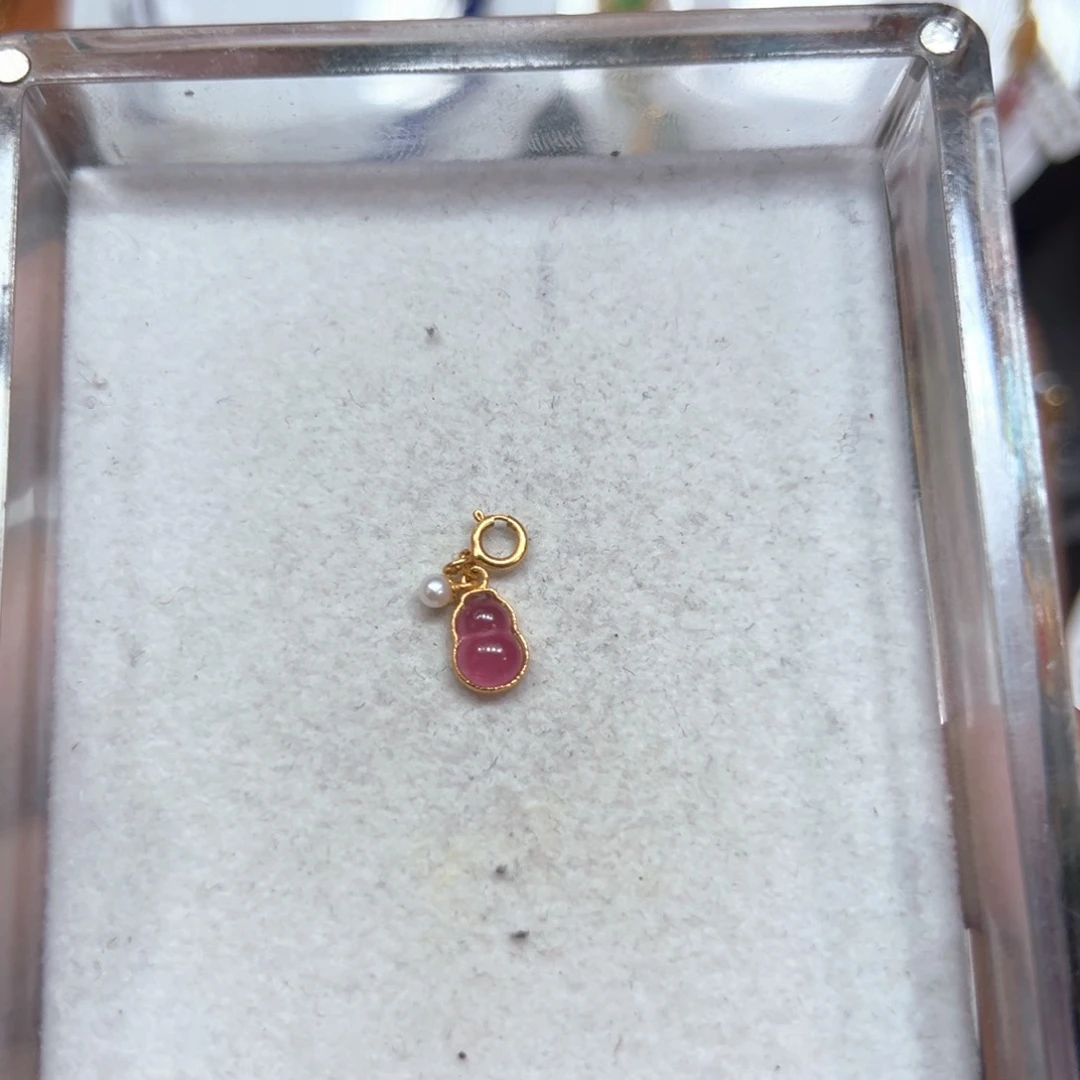 碧玺定制款18K金镶嵌小*碧玺葫芦滴流