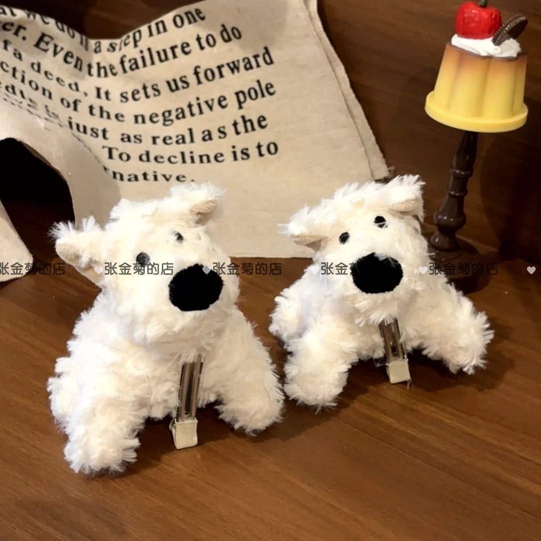 卡通西高地小狗发夹可爱甜妹2025新款毛绒新款后脑勺头饰