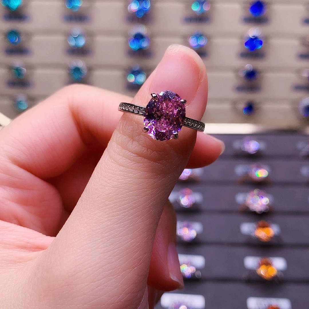 戒指碧玺银S925镶嵌粉色