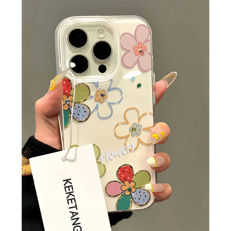 IMD多巴胺花花大孔适用iPhone16手机壳华为荣耀VIVO创意OPPO小米