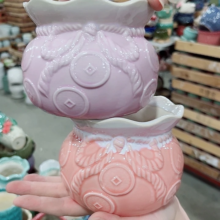 有孔.凑单10元陶瓷花盆发货！