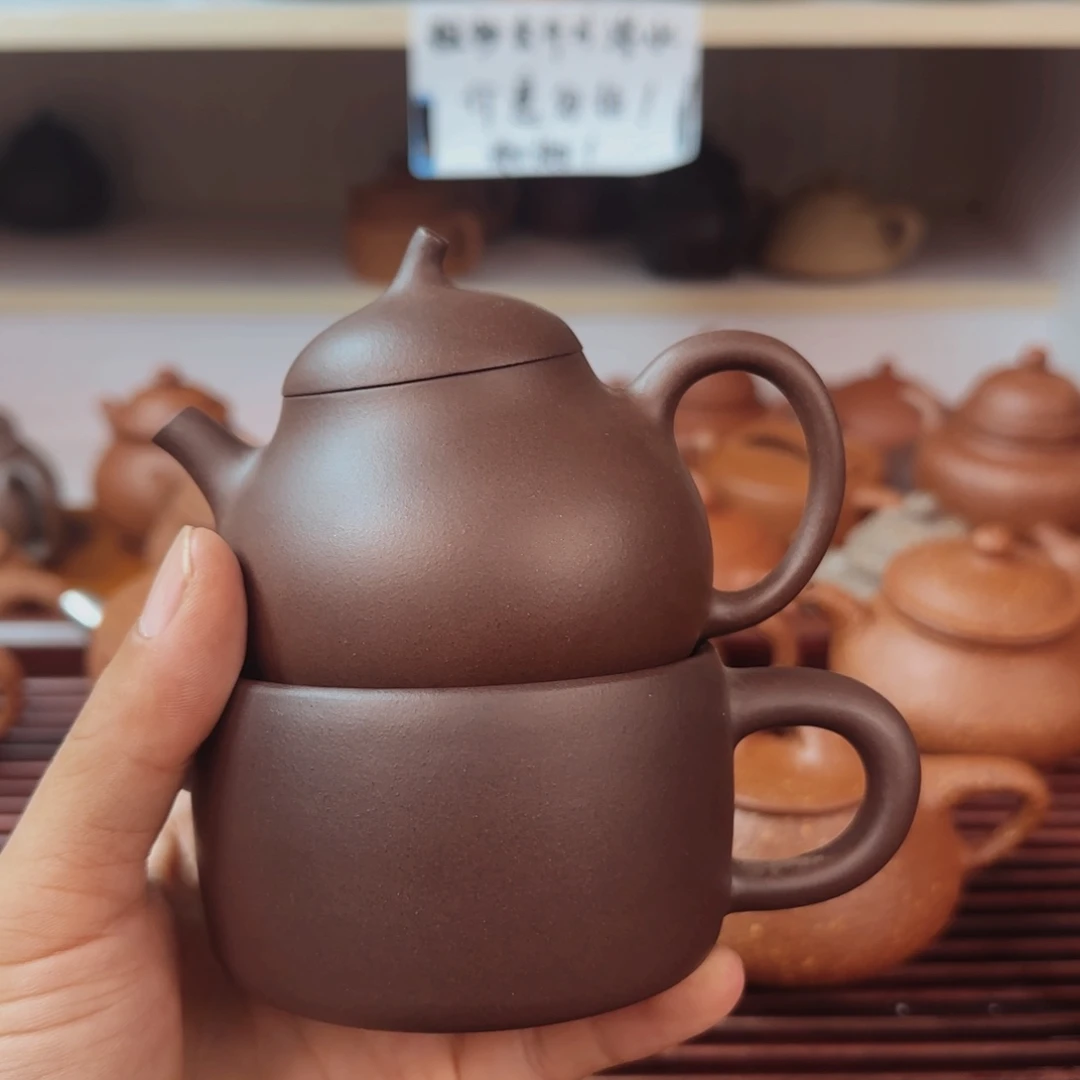 l***5紫砂茶壶五十日老紫泥茄瓜150cc