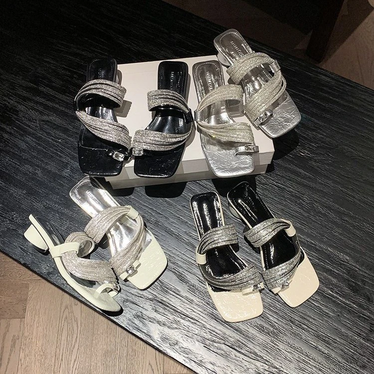 2025夏季新款水钻细带组合高级设计感舒适百搭一脚蹬爆款凉拖-5CM