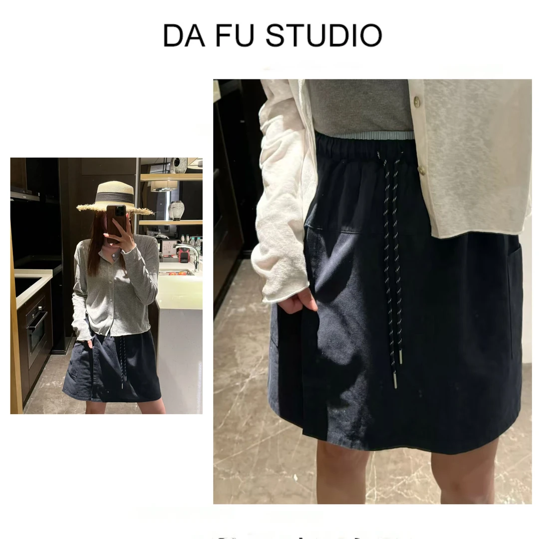DAFU彩色高腰裙裤糖果夏季大口袋短裤直筒刺绣字母百搭裤子女