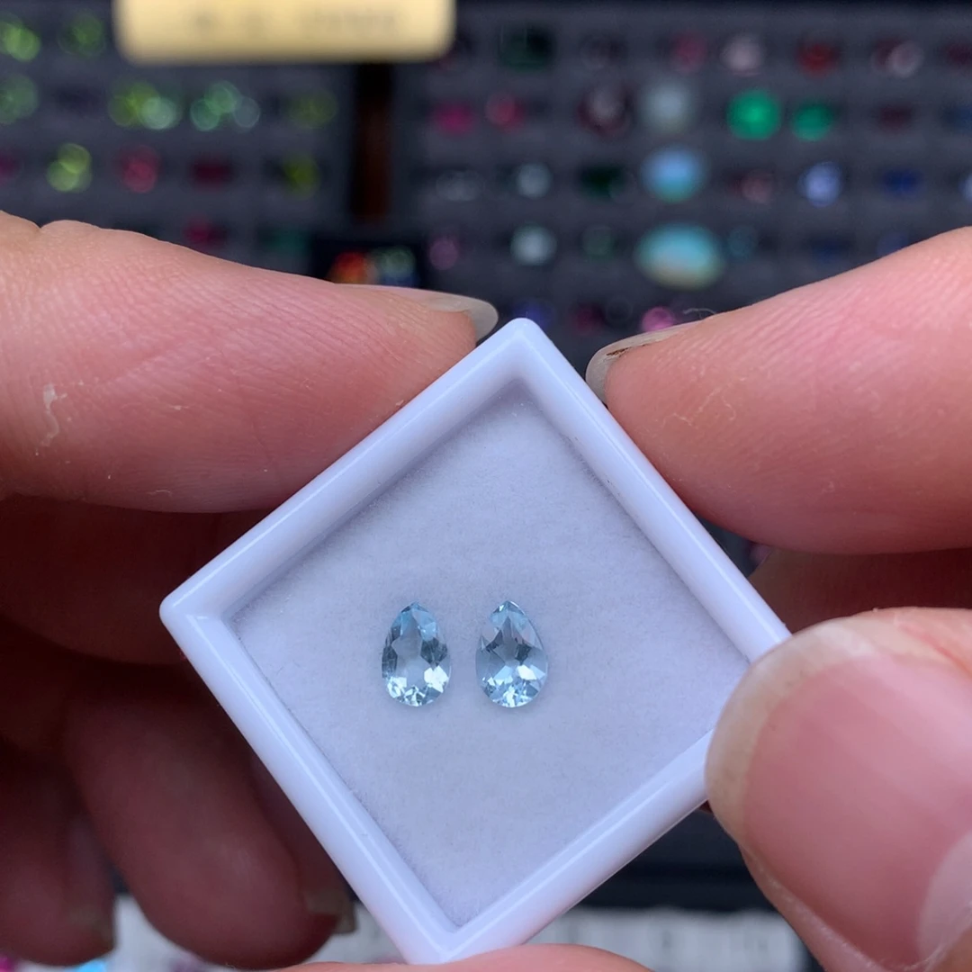 海蓝宝石裸石未镶嵌4*6水滴耳钉料