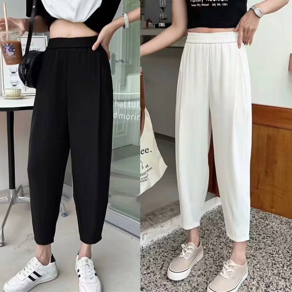 女款大码女装垂感高端西装裤显瘦凉感百搭九分哈伦裤薄款裤子女裤