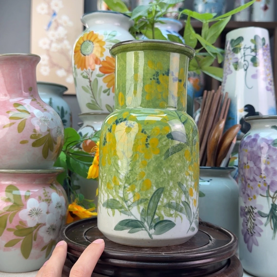 景德镇陶瓷手绘花瓶无孔