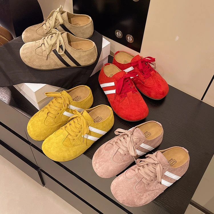 韩版休闲风百搭博肯拖软底半托轻便通勤增高系带耐磨包头拖