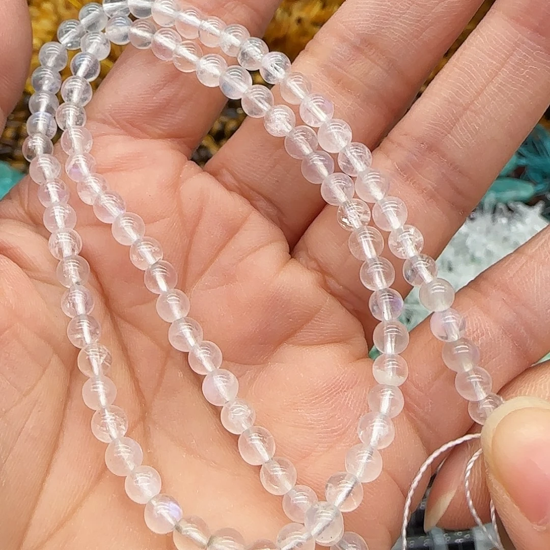 玛瑙/玉髓合金珠宝半成品蓝月光4mm一条