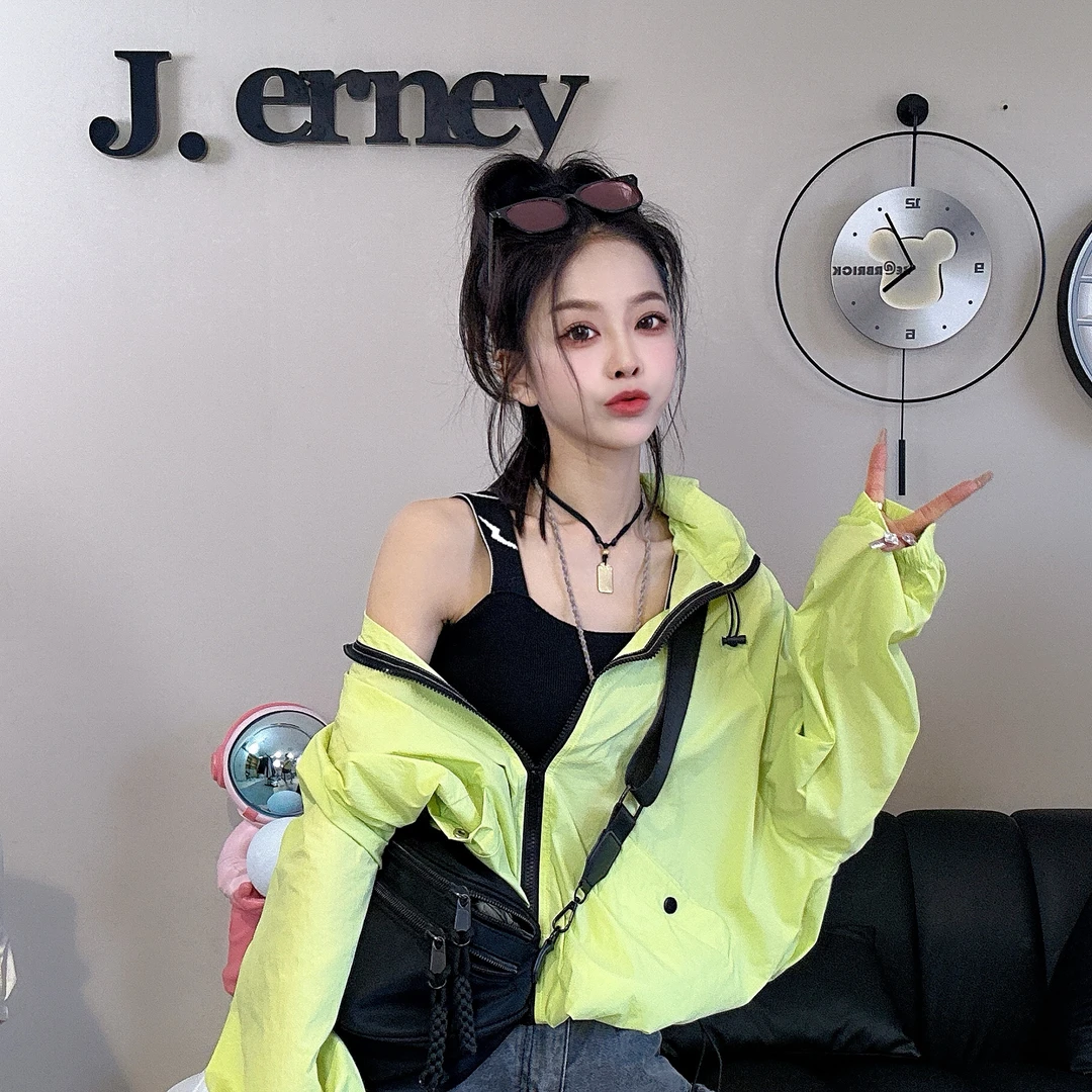 2025夏季新款韩版时尚百搭宽松显瘦立领下摆抽绳防晒衣薄款外套女