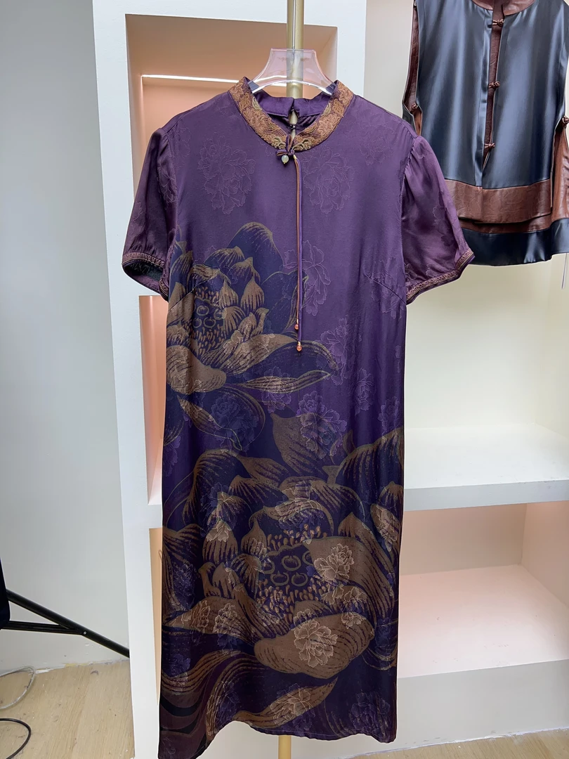 【女装连衣裙】2025年休闲系带长裙时尚短袖宽松连衣裙7176