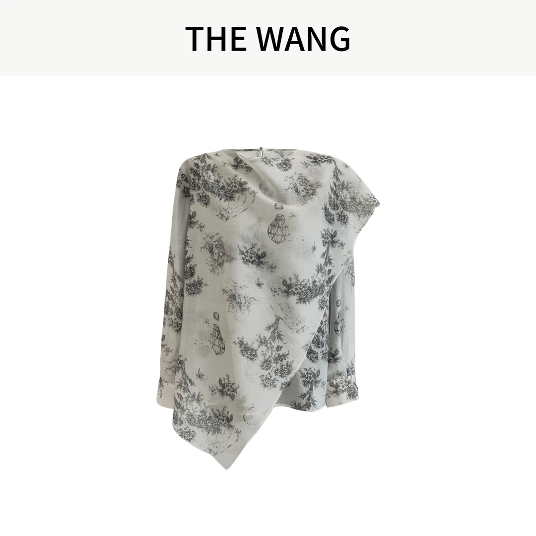 THE WANG 墨染山水 清冷水墨搭片飘带衬衫