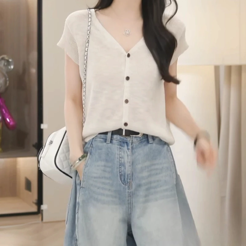 【情书寄予】2025夏季新款时尚气质休闲针织上衣C5271