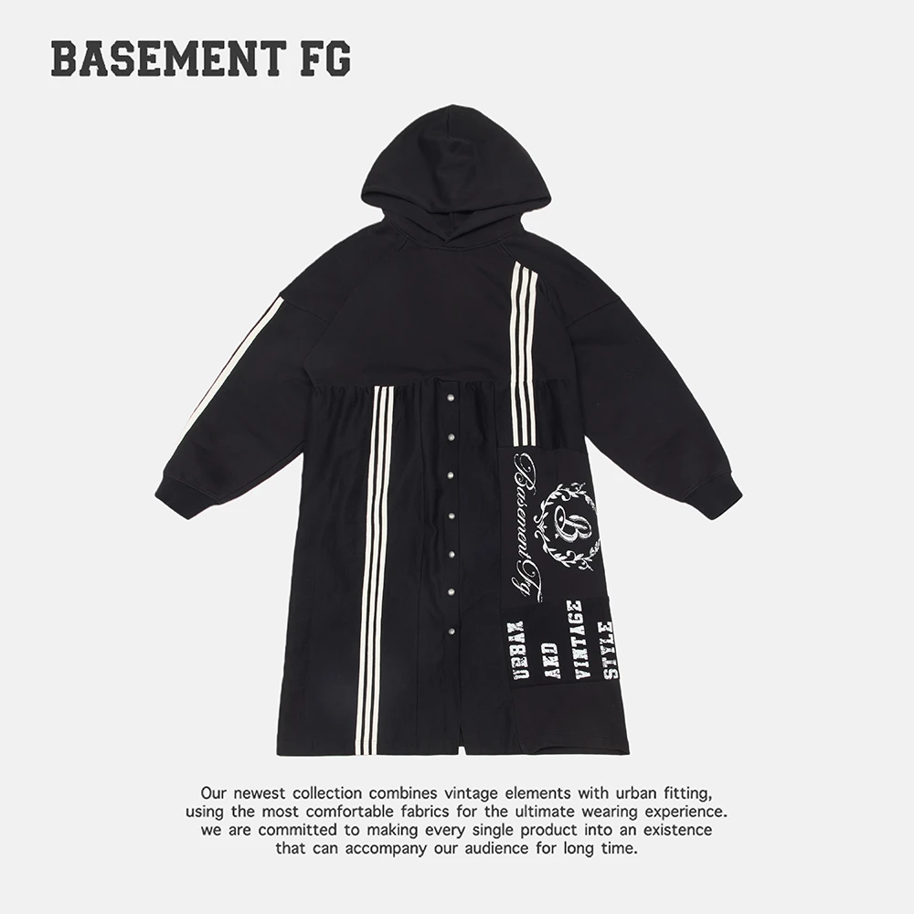 BASEMENT FG美式复古女生黑色梭织连衣裙252140152