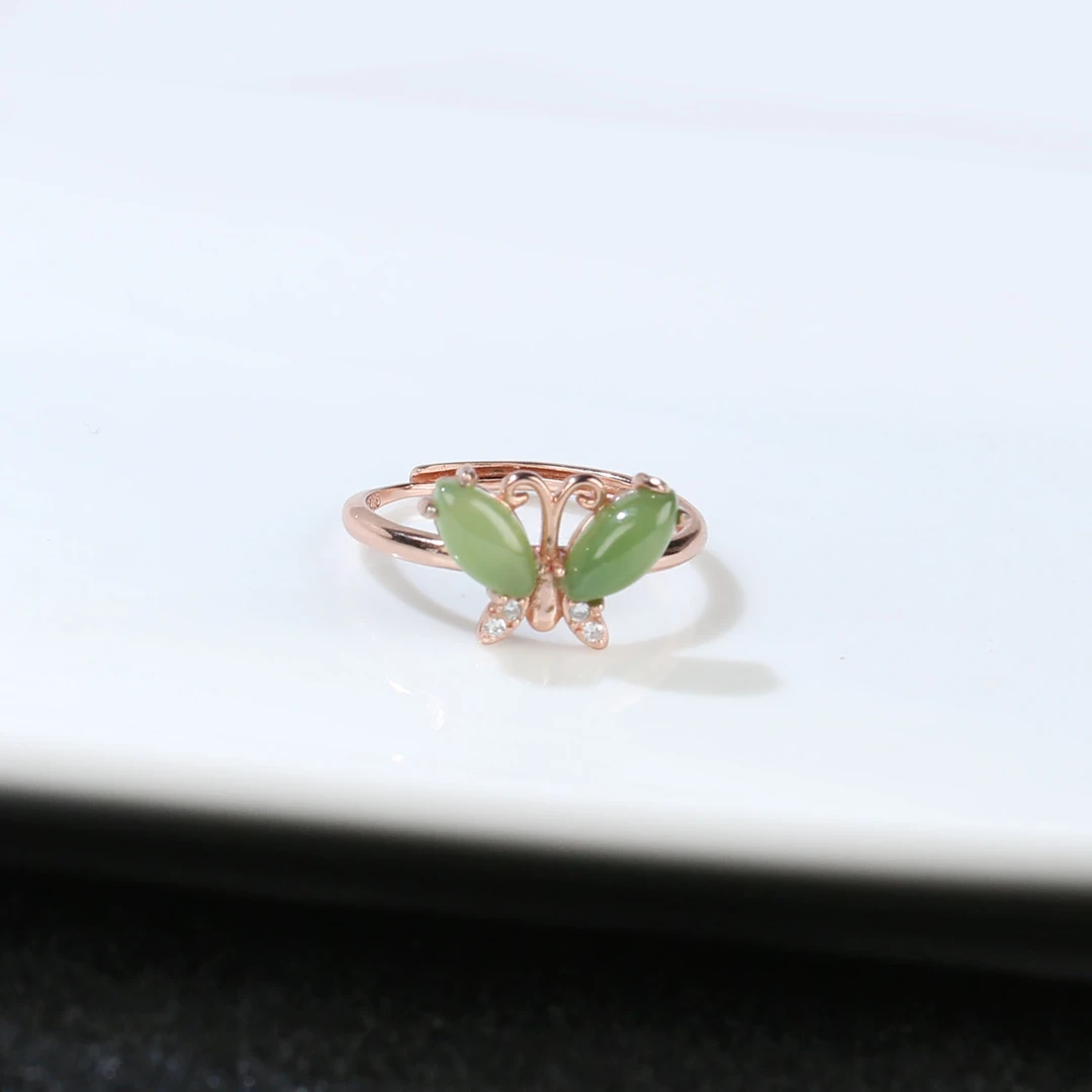 HW【麦子家族618大促】天然和田玉S925银戒指可调节时尚F0156