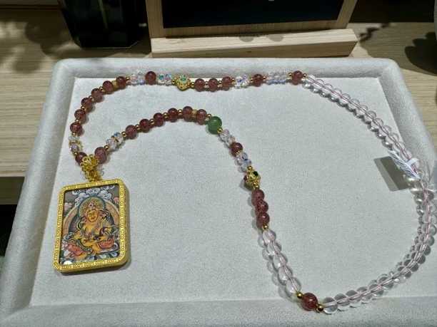 铜合金玻璃吊坠 铜合金新中式唐卡国风高级感