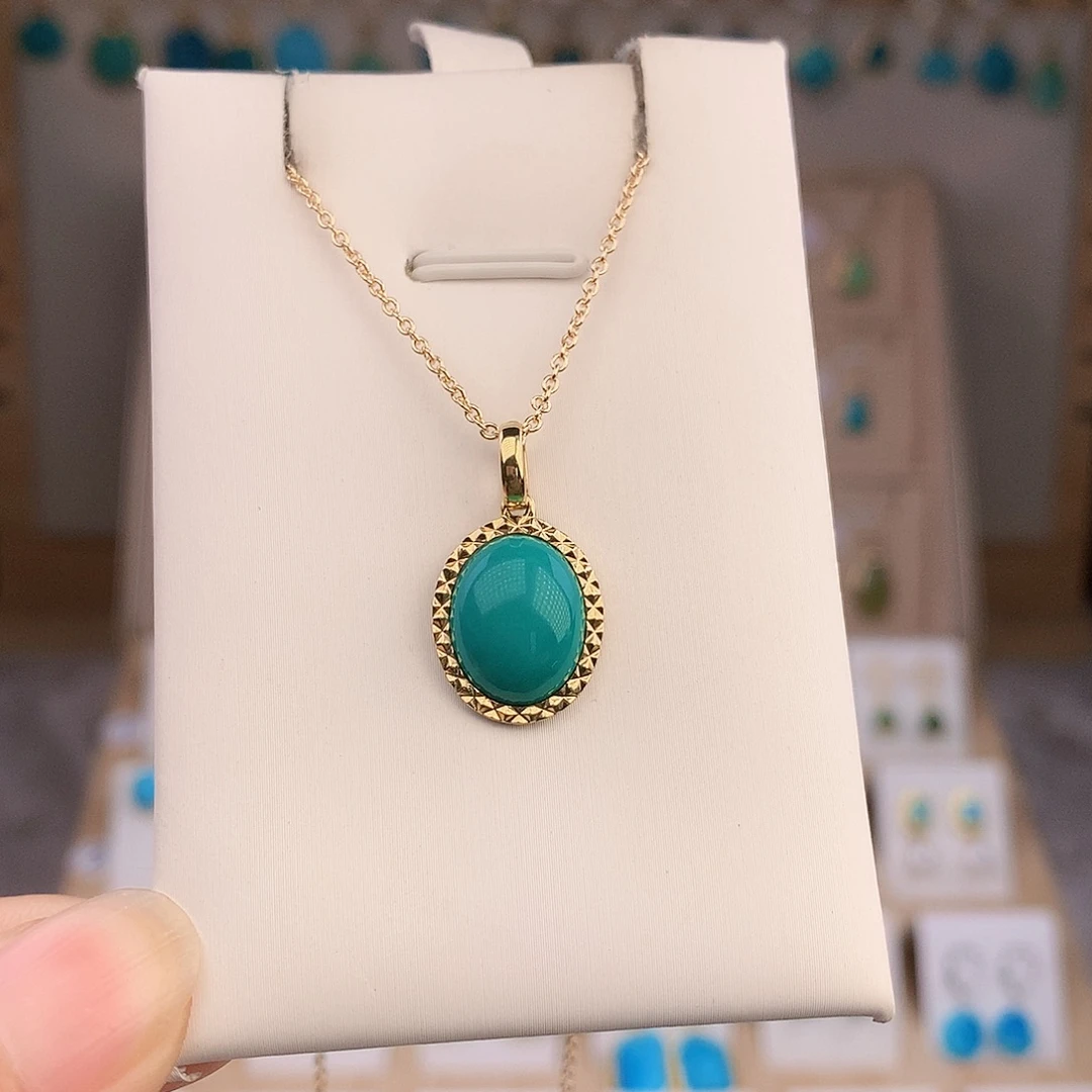 绿松石18K金镶嵌吊坠(不含链)