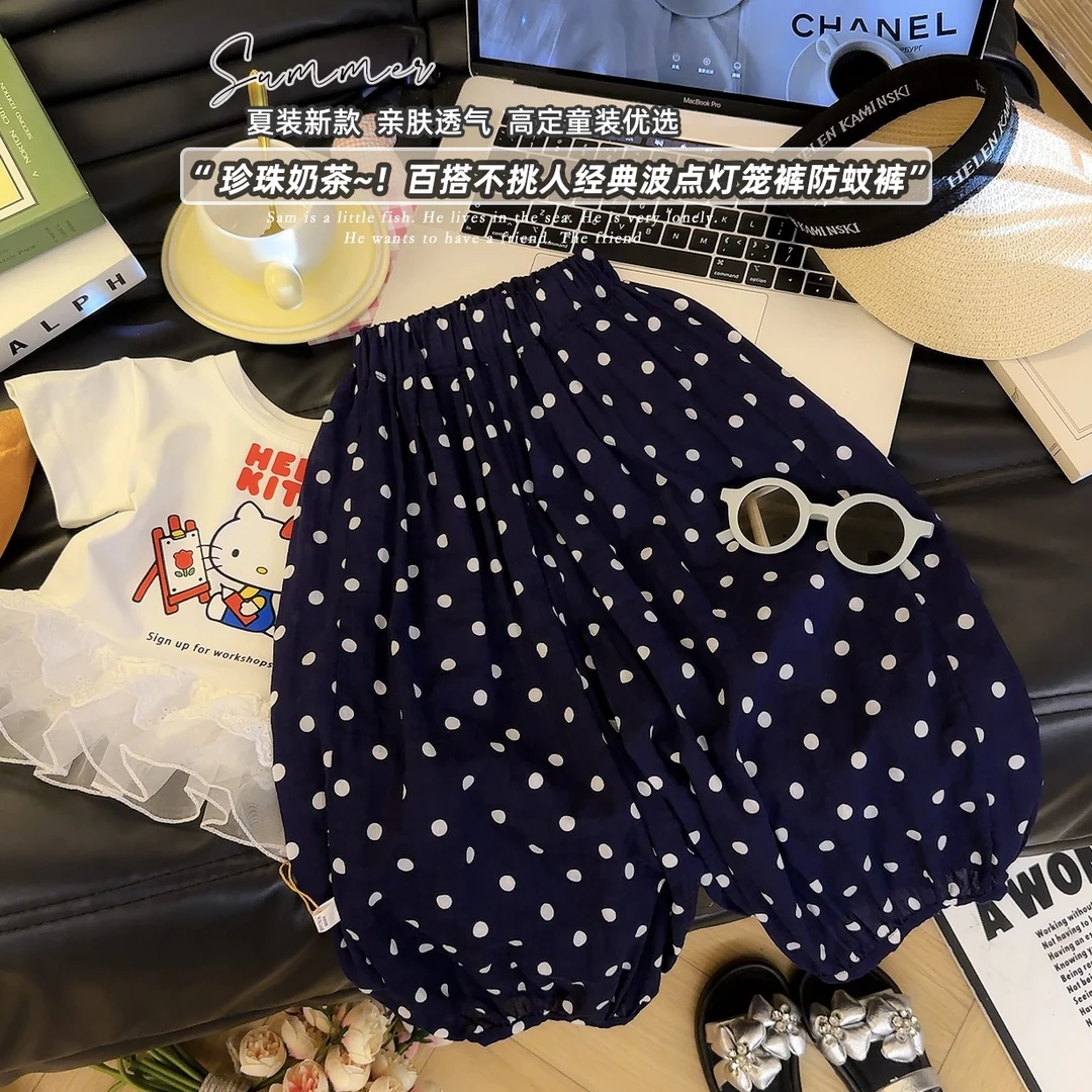 （亲子装）2025夏季新款休闲裤儿童休闲裤薄款洋气波点防蚊裤