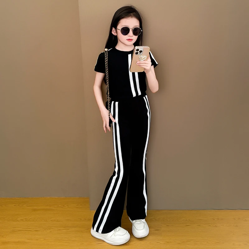 女童夏装套装2025新款洋气中大童夏季休闲运动短袖两件套夏季