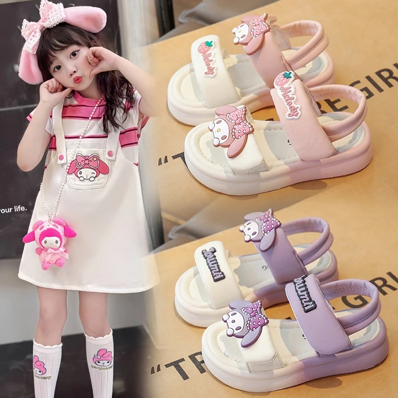 ABC 女童凉鞋2025夏季新款儿童卡通美乐蒂凉鞋小女孩百搭公主鞋子
