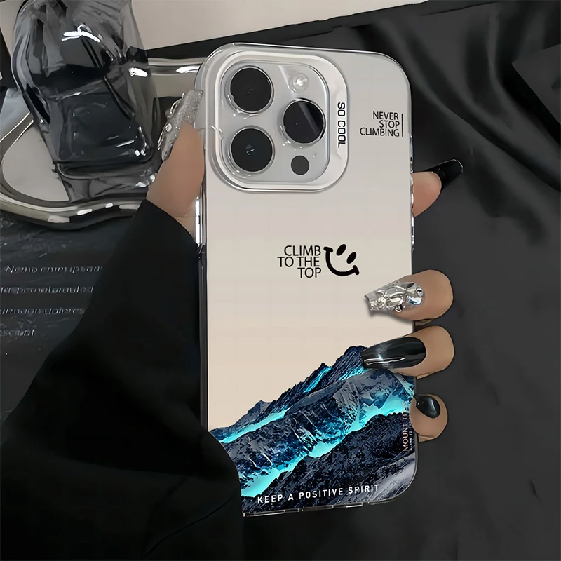 极光雪山特色防摔iPhone手机壳适用多型号男女高级感个性磨砂超薄