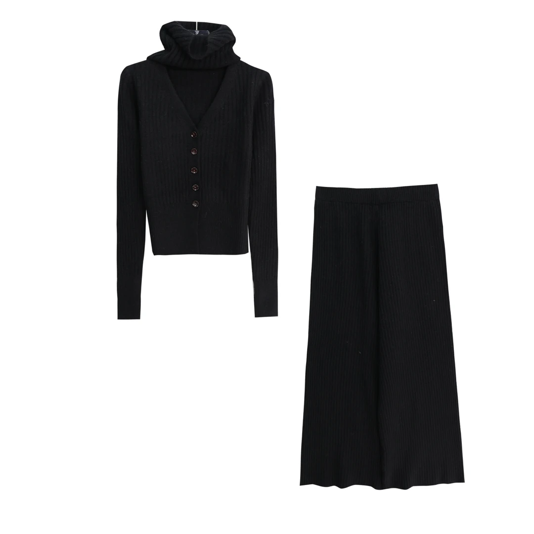 慵懒风高级感名媛纯色上衣垂感阔腿裤套装S4947