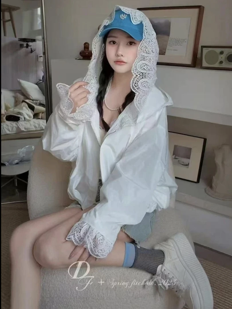 【微微】008DG蕾丝双帽防晒外套