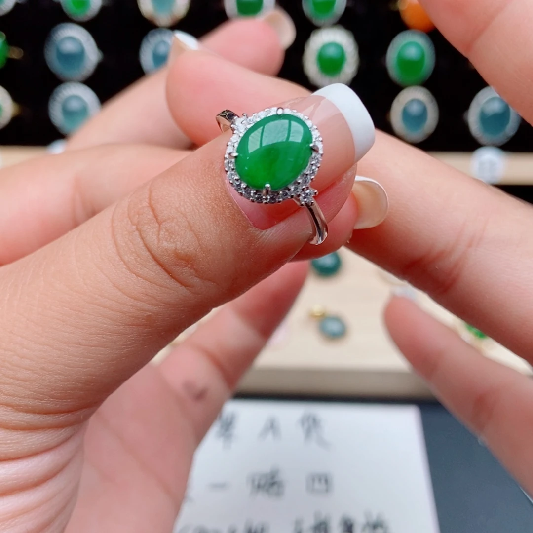 翡翠银S925镶嵌戒指3