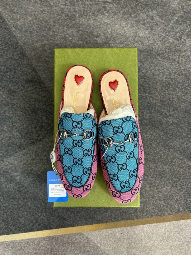 99新 GUCCI/古驰 古驰gucci彩色满印半拖三七码99新