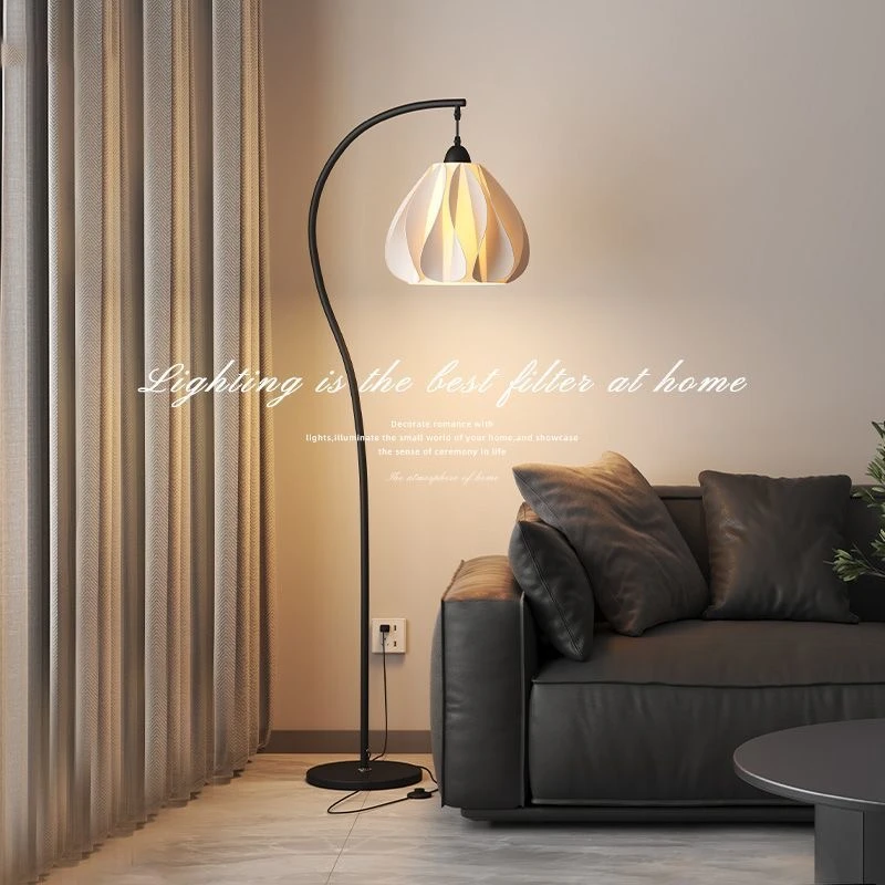 妃饰花瓣钓鱼灯复古奶油风沙发旁客厅落地灯台灯立式氛围头卧室灯