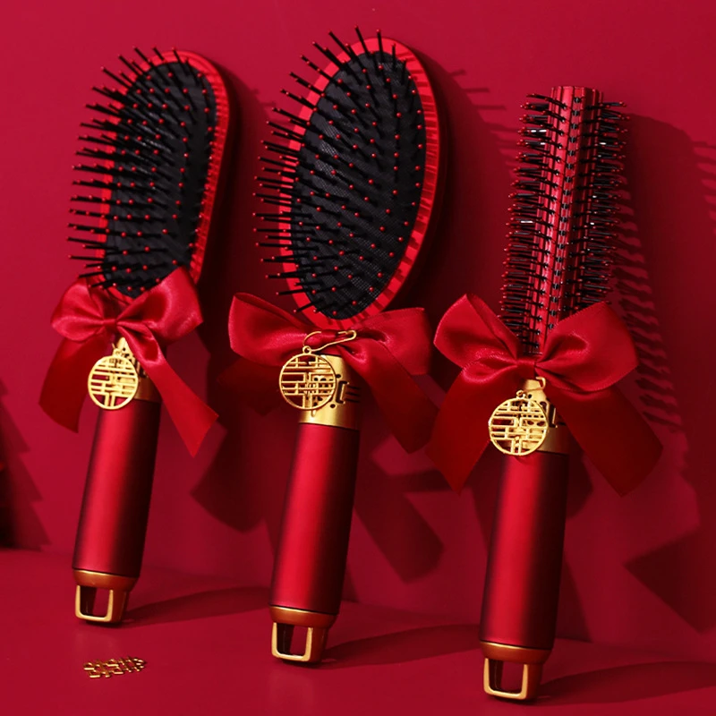 梳子结婚红色气垫梳木梳女方陪嫁喜高档梳子